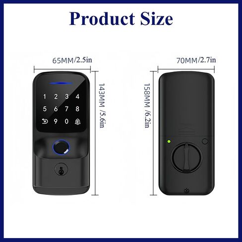 Fingerprint Smart Deadbolt Lock with WiFi, Keyless Entry Door Lock with Keypad & Key, App Control, Auto Lock, Waterproof Electronic Deadbolt for Apartment & Airbnb in Saudi Arabia