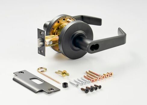 Door Lock with Interchangeable Core Cylindrical Lock, Ansi Grade 2 / UL 3H Fire Rate for Republic or Commercial Building in Matt Black Finish in Kuwait