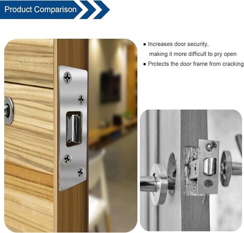 2 حزمة من لوحة الباب الخلفية للوحة Deadbolt Strike، أمان عالي، لوحة ضربة Deadbolt مقاس 1-1/4 بوصة، لوحة ضربة للباب مع براغي (نيكل ساتان) in Kuwait