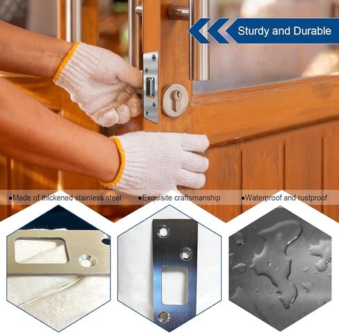 2 حزمة من لوحة الباب الخلفية للوحة Deadbolt Strike، أمان عالي، لوحة ضربة Deadbolt مقاس 1-1/4 بوصة، لوحة ضربة للباب مع براغي (نيكل ساتان) in Kuwait
