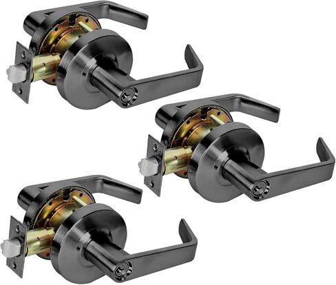 Ansi Grade 2 Commercial Heavy Duty Entry Door Lever Lockset, ADA, Matt Black Finish (3 Sets Key Alike) in Kuwait