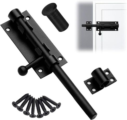 Sliding Bolt Gate Latch, 9.6 Inch Heavy Duty 304 Stainless Steel Barrel Bolt with Padlock Hole, Thickened Heavy Door Latch Lock, Black Barrel Bolt Latch (245mm) in Saudi Arabia