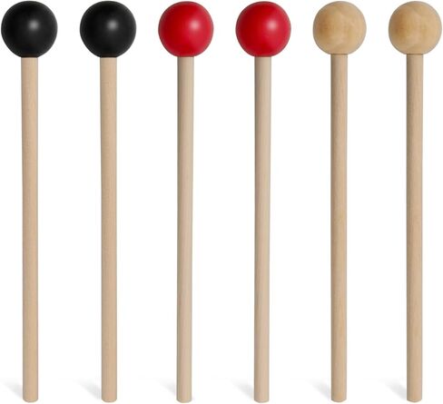 6 قطعة من أعواد قرع الخشب مطارق خشبية صغيرة للطبول الصغيرة إكسيليفون غلوكنسبيل أجراس الرنين in Kuwait