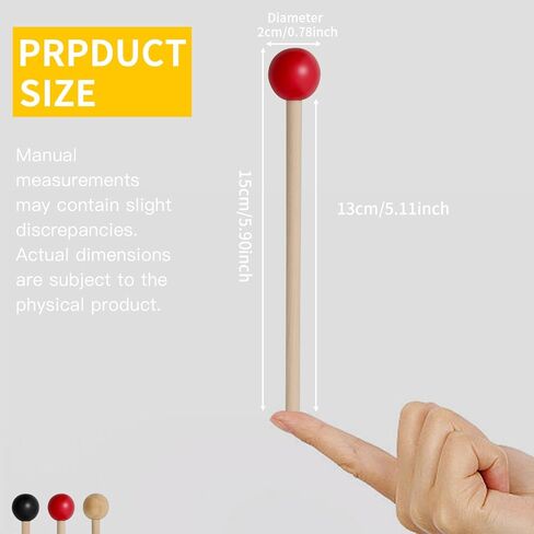 6 قطعة من أعواد قرع الخشب مطارق خشبية صغيرة للطبول الصغيرة إكسيليفون غلوكنسبيل أجراس الرنين in Kuwait