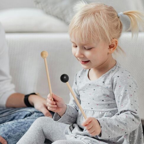 6 قطعة من أعواد قرع الخشب مطارق خشبية صغيرة للطبول الصغيرة إكسيليفون غلوكنسبيل أجراس الرنين in Kuwait