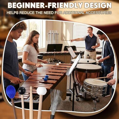 Drum Mallets Percussion Kit with 4 Pairs Drumsticks (felt Timpani, Rubber, Marimba, 5A) 2 Pcs Drumstick Dampeners 2 Pcs Brushes 1 Bag Percussion Instrument Accessories for Xylophone Timpani Bass Drum in Saudi Arabia