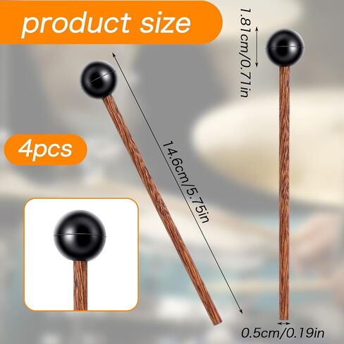 4Pcs Xylophone Mallets, Glockenspiel Mallet, 5.7in Wooden Rubber Percussion Mallets, Drumsticks, Percussion Sticks, Tongue Drum Mallet in Saudi Arabia