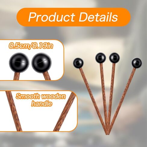 4Pcs Xylophone Mallets, Glockenspiel Mallet, 5.7in Wooden Rubber Percussion Mallets, Drumsticks, Percussion Sticks, Tongue Drum Mallet in Saudi Arabia