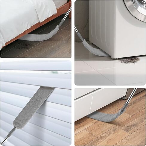 منفضة سيت سيل لتنظيف منفضة الفجوة القابلة للسحب مع عمود تمديد، أدوات تنظيف بمقبض طويل، منظف غبار مسطح مع قطعتين من قماش الألياف الدقيقة للثلاجة والأثاث تحت الأجهزة in Kuwait