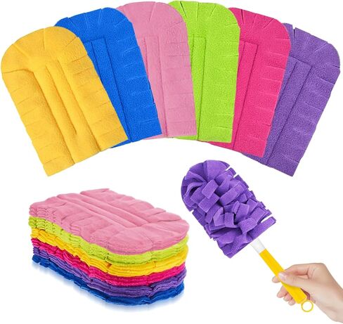 12 PCS Fleece Reusable Duster Refills for Swiffer, Washable Heavy Duty Duster Pads, 360 Cleaning Pads for Fan, Window, Furniture, Floor(Include 1 Handle) in Saudi Arabia