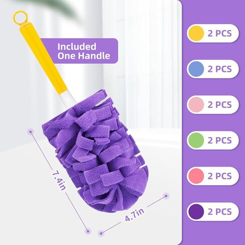12 PCS Fleece Reusable Duster Refills for Swiffer, Washable Heavy Duty Duster Pads, 360 Cleaning Pads for Fan, Window, Furniture, Floor(Include 1 Handle) in Saudi Arabia