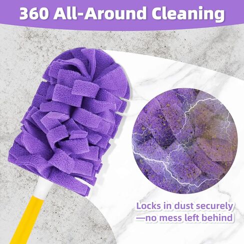 12 PCS Fleece Reusable Duster Refills for Swiffer, Washable Heavy Duty Duster Pads, 360 Cleaning Pads for Fan, Window, Furniture, Floor(Include 1 Handle) in Saudi Arabia
