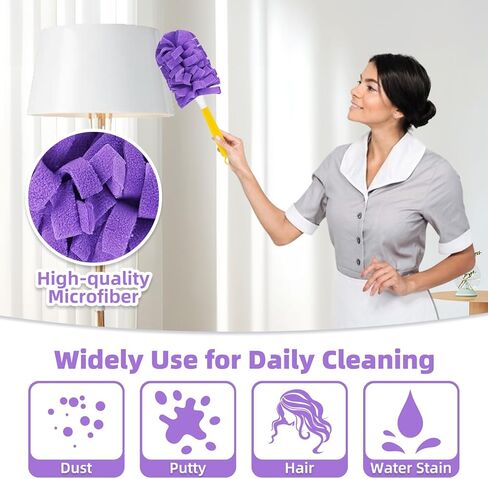 12 PCS Fleece Reusable Duster Refills for Swiffer, Washable Heavy Duty Duster Pads, 360 Cleaning Pads for Fan, Window, Furniture, Floor(Include 1 Handle) in Saudi Arabia