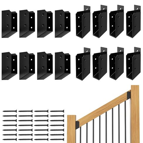 30° Stair Angle Stainless Steel Deck Railing Brackets Connectors for 2"x4" (Actual 1.5"x3.5") Railing Wood Post Stair Fence Railing Connectors with Coated Wood Screws,(2 Pair/Black) in Kuwait