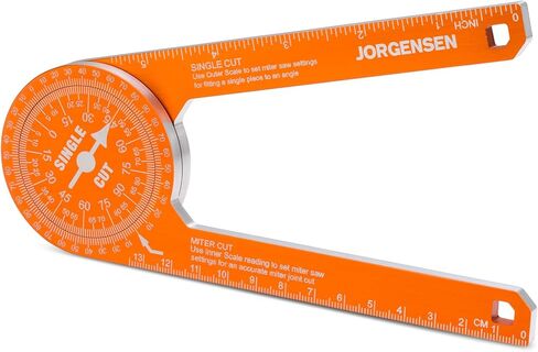 Jorgensen Miter Saw Protractor 7 Inch Aluminum Protractor Angle Finder with Precision Laser-Etched Scales for Accurate Miter Cuts, Carpenters & Contractors in Kuwait
