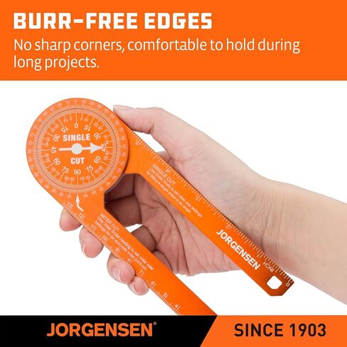 Jorgensen Miter Saw Protractor 7 Inch Aluminum Protractor Angle Finder with Precision Laser-Etched Scales for Accurate Miter Cuts, Carpenters & Contractors in Kuwait
