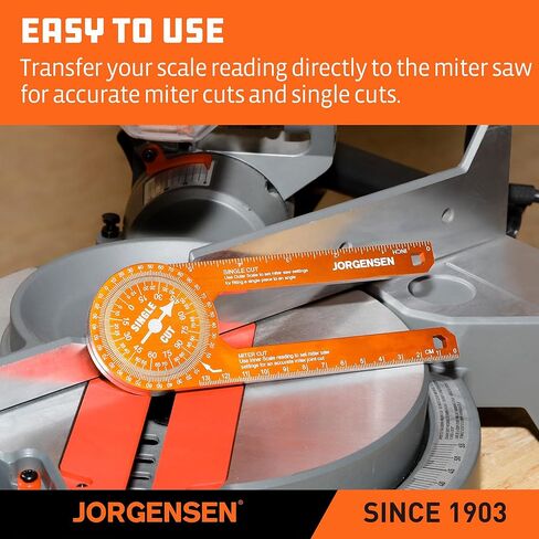 Jorgensen Miter Saw Protractor 7 Inch Aluminum Protractor Angle Finder with Precision Laser-Etched Scales for Accurate Miter Cuts, Carpenters & Contractors in Kuwait