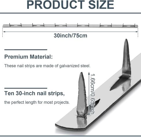 10 Pcs 30" Upholstery Tacks Strips Metal Galvanized Steel Sofa Accessories Fabric Reupholstery Supplies for Furniture Couch Chair Sofa for DIY Furniture Repair and Restoration in Kuwait