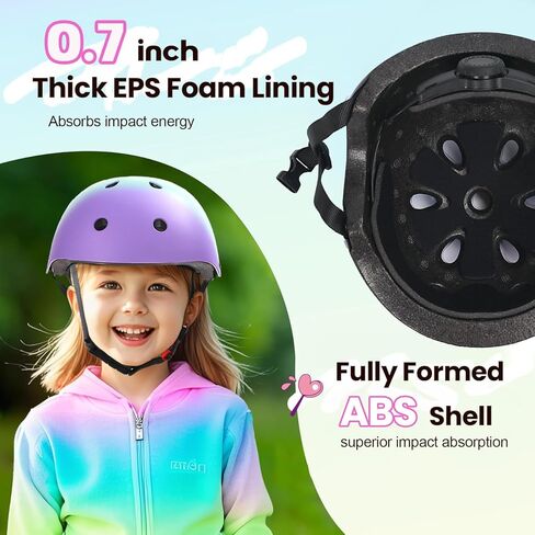 مجموعة خوذات ووسادات دراجة للأطفال معتمدة من CPSC - خوذة قابلة للتعديل مع واقيات المعصم للركبة وحقيبة، للأعمار من 2 إلى 14 سنة فما فوق، ركوب الدراجات، التزلج، السكوتر، لوح التزلج in Kuwait