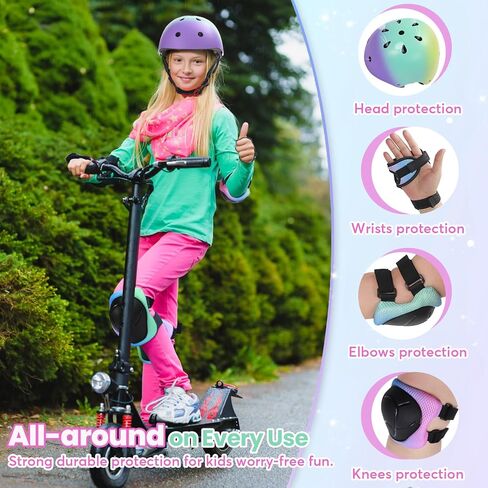 مجموعة خوذات ووسادات دراجة للأطفال معتمدة من CPSC - خوذة قابلة للتعديل مع واقيات المعصم للركبة وحقيبة، للأعمار من 2 إلى 14 سنة فما فوق، ركوب الدراجات، التزلج، السكوتر، لوح التزلج in Kuwait
