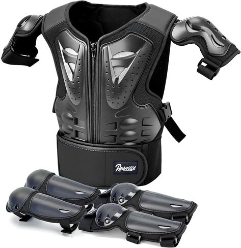 Kids Teenager Motorcycle Armor Vest Suit, Chest Protector Dirt Bike Gear, Motocross Jakckets with Knee Elbow Pads Protection for Cycling Scooter Skateboading BMX ATV in Kuwait