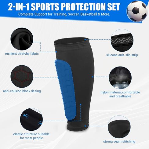 4 قطع من واقيات قصبة القدم للأطفال الصغار، وسادات واقية من قصبة القدم لكرة القدم، وكم ضغط ربلة الساق مع وسادات على شكل قرص العسل للأطفال والشباب والبالغين لكرة القدم التايكوندو والبيسبول الواقية in Kuwait