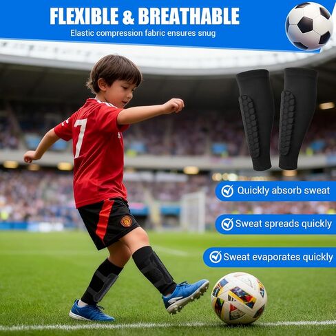 4 قطع من واقيات قصبة القدم للأطفال الصغار، وسادات واقية من قصبة القدم لكرة القدم، وكم ضغط ربلة الساق مع وسادات على شكل قرص العسل للأطفال والشباب والبالغين لكرة القدم التايكوندو والبيسبول الواقية in Kuwait