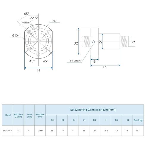 uxcell BallScrew SFU1204 (Dia 12mm, Lead 4mm, Length 350mm) with Ball Screw Nut Anti Backlash Ball Screw Kit Standard End Machining for BK/BF12 CNC Machine Parts in Saudi Arabia