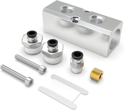 GASHER 1PCS Aluminum Air Manifold 4 Way 6 Port Pneumatic Air Compressor Manifold Block Splitter 1/4"NPT Output Port 1/2"NPT Supply Port with Push to Connect Fitting in Saudi Arabia