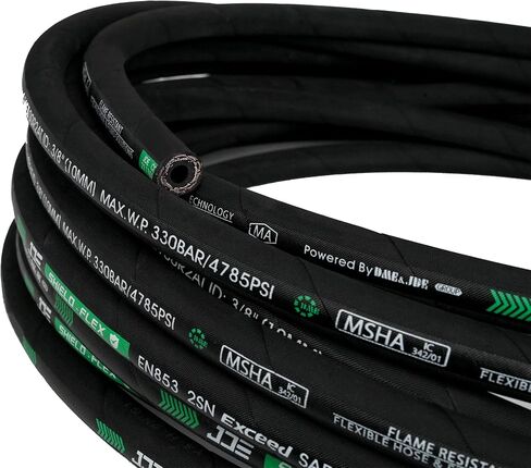 Haichy Hydraulic Hose Coiled 3118 PSI Rubber Hydraulic Hose with 2 High-Tensile Steel Wire Braid, Hydraulic Oil Flexible Hose (3/4 in x 100 ft) in Saudi Arabia