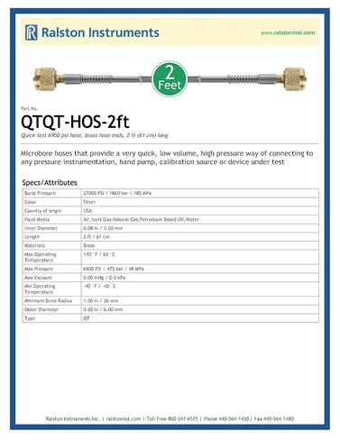 QTQT-HOS-2ft خرطوم اختبار سريع 6900 رطل لكل بوصة مربعة in Kuwait