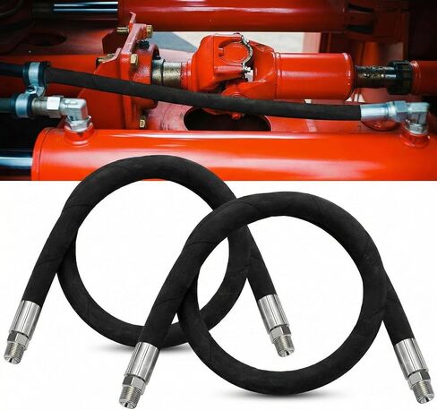 Frienda 3/8" x 36" Hydraulic Hose 2 Wire Hydraulic Hose Male x Male Assembly with Rotating Fittings, Double Wire Braided for Transfer Between Components(2Pcs) in Saudi Arabia