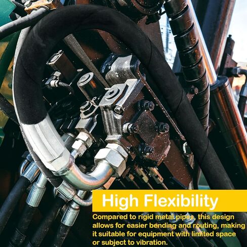 Frienda 3/8" x 36" Hydraulic Hose 2 Wire Hydraulic Hose Male x Male Assembly with Rotating Fittings, Double Wire Braided for Transfer Between Components(2Pcs) in Saudi Arabia