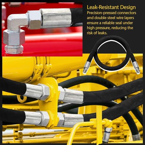 Frienda 3/8" x 36" Hydraulic Hose 2 Wire Hydraulic Hose Male x Male Assembly with Rotating Fittings, Double Wire Braided for Transfer Between Components(2Pcs) in Saudi Arabia