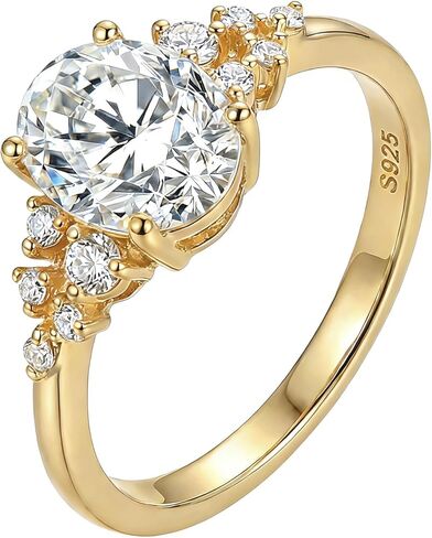 14K Gold Plated Cubic Zirconia Wedding Band 925 Sterling Silver 1ct/2ct/3ct Oval CZ Engagement Eternity Ring Jewelry for Her Women Size 5-9 in Kuwait