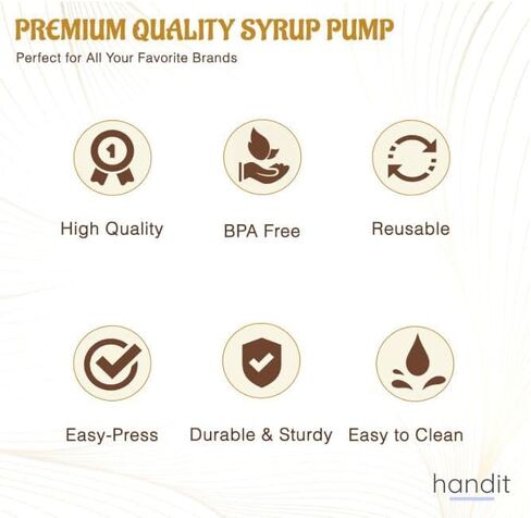 مضخات شراب القهوة السوداء من هانديت - تناسب زجاجات توراني وسكيني ودافينشي ومونين البلاستيكية سعة 25.4 أونصة/750 مل - عبوة من 3 قطع مع أغطية مطاطية - لا تناسب زجاجات مونين الزجاجية in Kuwait