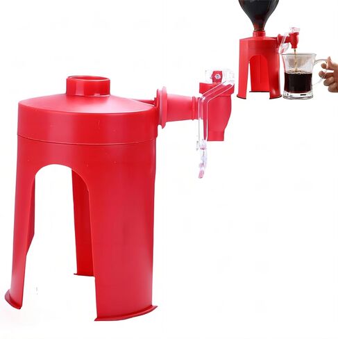 2 PCS 2 Liter Soda Dispenser Inverted Soda Bottle Dispenser Creative Automatic Faucet Simple Switchs for Drinks Kitchen Bar Home Party Drink Tool Red in Saudi Arabia