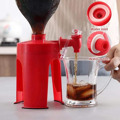 2 PCS 2 Liter Soda Dispenser Inverted Soda Bottle Dispenser Creative Automatic Faucet Simple Switchs for Drinks Kitchen Bar Home Party Drink Tool Red in Saudi Arabia
