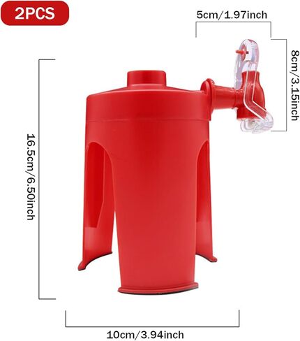2 PCS 2 Liter Soda Dispenser Inverted Soda Bottle Dispenser Creative Automatic Faucet Simple Switchs for Drinks Kitchen Bar Home Party Drink Tool Red in Saudi Arabia