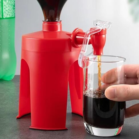 2 PCS 2 Liter Soda Dispenser Inverted Soda Bottle Dispenser Creative Automatic Faucet Simple Switchs for Drinks Kitchen Bar Home Party Drink Tool Red in Saudi Arabia