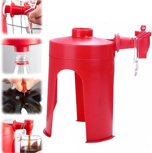 2 PCS 2 Liter Soda Dispenser Inverted Soda Bottle Dispenser Creative Automatic Faucet Simple Switchs for Drinks Kitchen Bar Home Party Drink Tool Red in Saudi Arabia