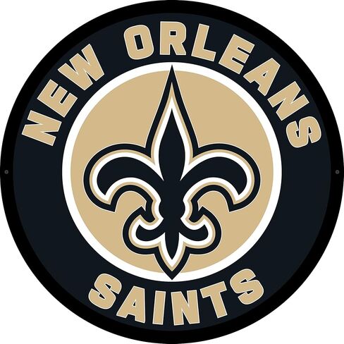 Team Sports America Evergreen NFL New Orleans Saints | Ultra-Thin LED Light Wall Sign Decor | 23 Inch Round | Made in the USA in Saudi Arabia