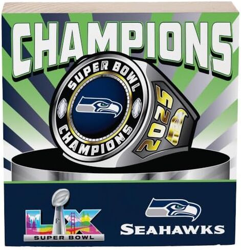 ديكور طاولة لافتة خشبية لبطولة NFL Seattle Seahawks 2026 Super Bowl LX، مقاس 6 × 6 بوصة، صندوق خشبي لكرة القدم، لافتات ديكور للمنزل، المكتب، المطبخ، الرف، أو كهف الرجل in Saudi Arabia