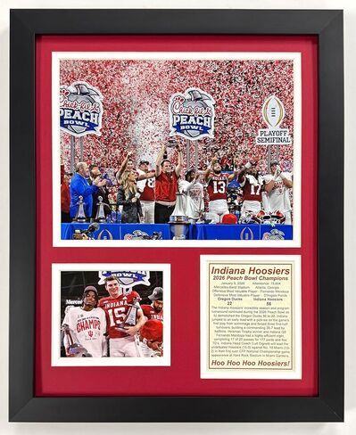 Indiana Hoosiers | 2026 Peach Bowl Champions | Indiana Football | IU Football | Framed Picture & Photo Collage Gift, Man Cave Wall Art, Home Decor | 12"x15" in Saudi Arabia