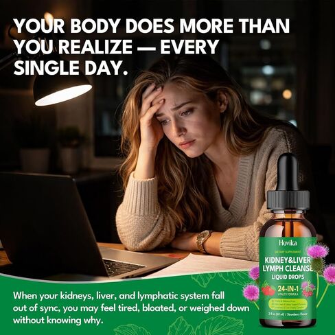 24-in-1 Kidney & Liver, Lymph Cleanse Detox & Repair Drops, Three Immune Formula with Cranberry, Milk Thistle, Vegan Urinary Tract & Lymphatic Drainage & Liver Repair | Strawberry Flavor, 2 FL Oz in Kuwait