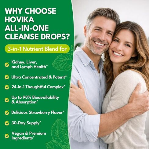 24-in-1 Kidney & Liver, Lymph Cleanse Detox & Repair Drops, Three Immune Formula with Cranberry, Milk Thistle, Vegan Urinary Tract & Lymphatic Drainage & Liver Repair | Strawberry Flavor, 2 FL Oz in Kuwait
