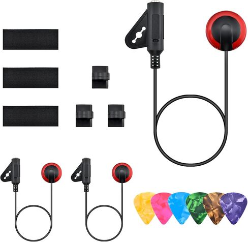 3Pcs Piezo Contact Microphone Pickups with 6Pcs Guitar Picks | Universal Self-Adhesive Pickups | Acoustic Guitar, Violin, Cello, Banjo, Ukulele, Mandolin & More in Saudi Arabia