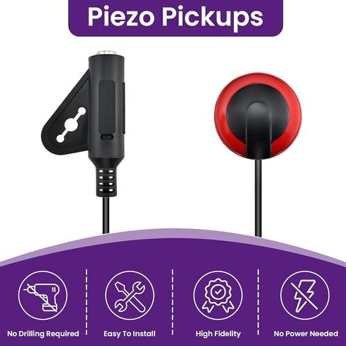 3Pcs Piezo Contact Microphone Pickups with 6Pcs Guitar Picks | Universal Self-Adhesive Pickups | Acoustic Guitar, Violin, Cello, Banjo, Ukulele, Mandolin & More in Saudi Arabia