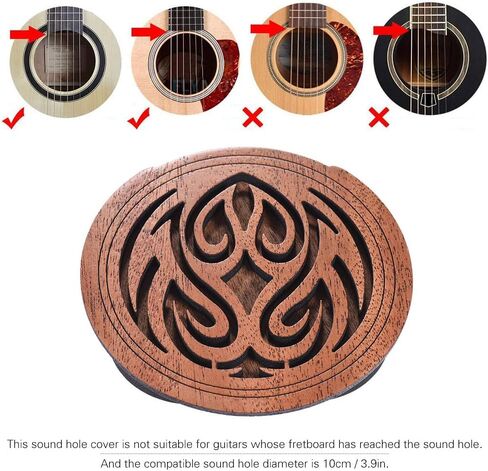 Guitar Wooden Soundhole Sound Hole Cover Block Feedback Buffer Mahogany Wood for EQ Acoustic Folk Guitars in Saudi Arabia