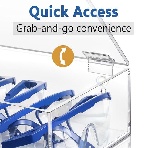 Safety-Glasses-Holder with Lid, Arcrylic Wall Mount Organizer for Industrial Eyewear Quick Access for Safety Glasses, OSHA-Compliant, Anti-Slip Pads | Fits Safety Goggles, Lab Glasses in Kuwait